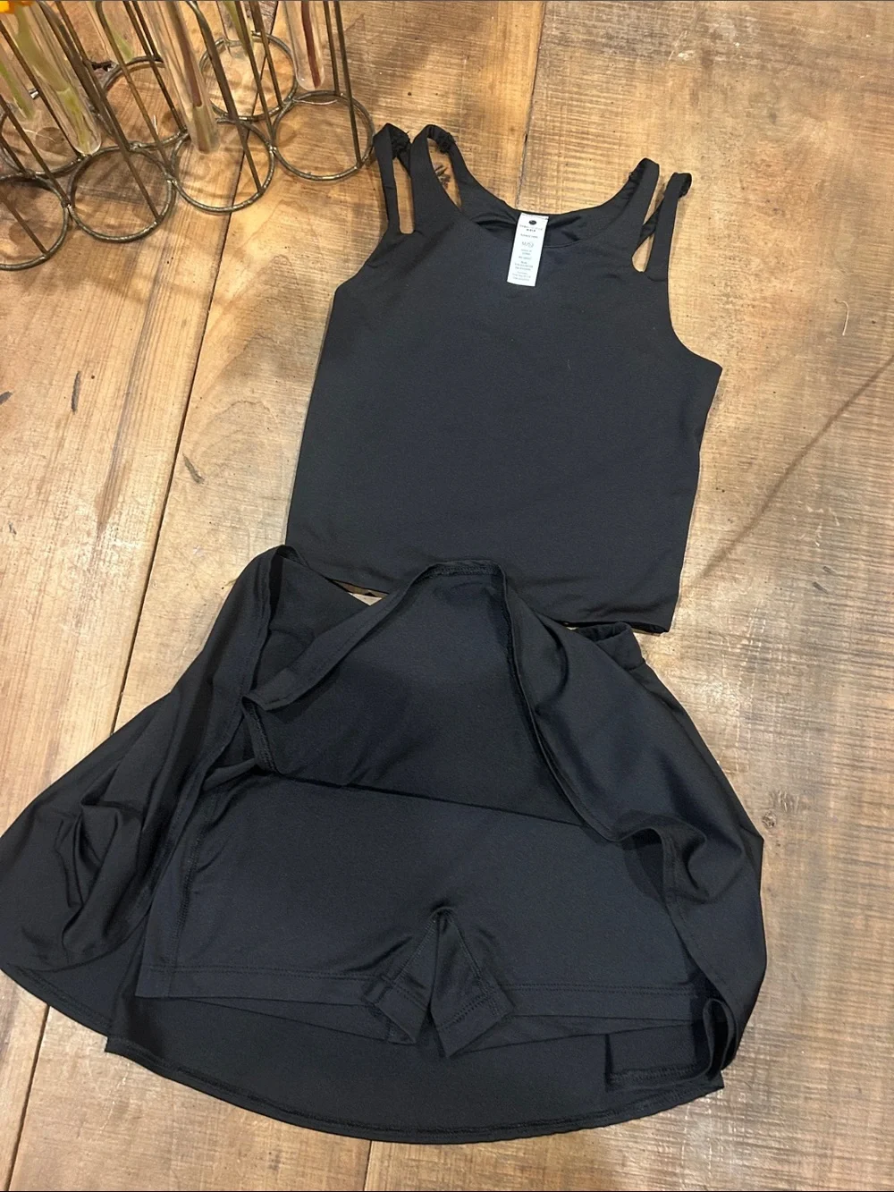 Yogalicious Black Girls 2-Piece Active Tank & Skirt Set